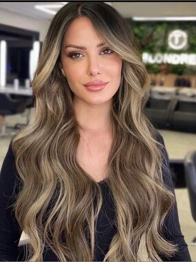 Luxury Long Wavy Women’s Hair - Ash Blonde Balayage
